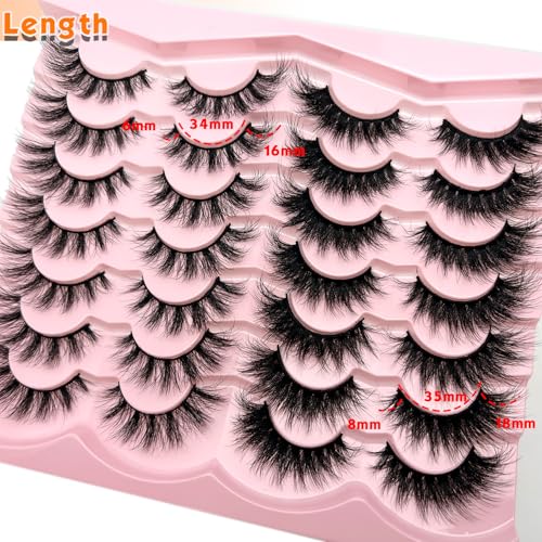 False Lashes Mink Natural Look Faux Mink Wispy Lashes Cat Eye C Curl Strip Eyelashes Book 3D Fluffy Flase Eyelashes Pack 2 Styles
