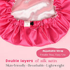 YANIBEST Baby Satin Bonnet Sleep Cap - Double Layer Reversible Adjustable Silky Satin Cap for Infant Toddler(0-6Months,Hot Pink)