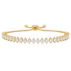 SWEET PEEPS 18K Gold Dipped CZ Tennis Bracelet for Women, Marquise Cut Cubic Zirconia Adjustable Bracelet, Dainty Gold Jewelry for Everyday Wear
