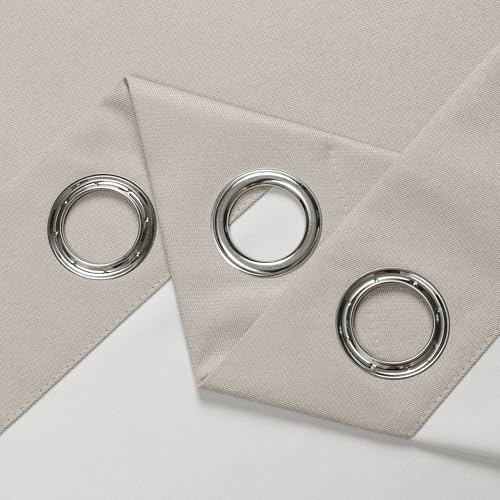 Joydeco Linen Blackout Curtains for Bedroom 90 Inches Long Grommet Heavy Duty Living Room Drapes Thermal Insulated Noise Reduce Cancelling Curtains 2 Panels W52 x L90 Inch Natural