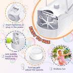 Bubble Machine, Automatic Bubble Blower for Kids, 18000+ Bubbles Per Minute with 2 Speed Settings, Battery/USB Powered Bubble Maker for Toddlers, Outdoor Birthday Parties, Weddings (White)