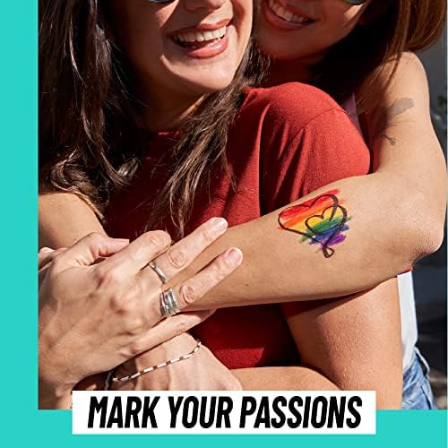 BIC BodyMark Temporary Tattoo Markers for Skin, Pride Pack, Flexible Brush Tip, 11-Count Pack of Assorted Colors, Skin-Safe, Cosmetic Quality