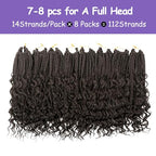 Goddess box braids Crochet Hair,10inch Pre Looped Crochet Boho Braids with curly Ends,8pcs Boho Box Braids Crochet Hair Extensions for Black Women