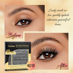 Lash Clusters Kit Individual Lash Extension Kit 280 PCS D Curl 9-16mm DIY Eyelash Extensions Kit with Lash Bond and Seal Waterproof and Cluster Lashes Glue Remover Lash Applicator by Gollee