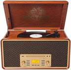 Victor VWRP-5000 Monument 8-in-1 Bluetooth Turntable with 3-Speed Vinyl Record Player, Cassette, CD Player, AM/FM Radio, USB, Aux Input, and Built-in Speakers – Ideal for Vinyl Lovers