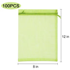 Uigidori 100 Pcs Fruit Protection Bags, 8 x 12 Inch Green Netting Cover Bags with Drawstring, Pest Barrier for Trees, Garden Cover Mesh Bags for Plant Fruit, Flower and Vegetables