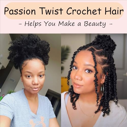 8 Packs Passion Twist Hair 12 Inch Pre-twisted Passion Twist Crochet Hair Pre-looped Crochet Braids Hair for Women Passion Twists Braiding Hair Synthetic Hair Extensions (12Strands/Pack; 1B#)