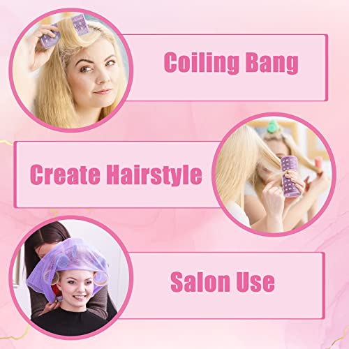 WILLBOND 4 Pcs Long Hair Rollers for Bangs Aluminum Core Curlers Thermal Self Grip Roller for Long and Medium Hair Women Hairstyle(4.7 x 2 Inch,Rose Red, Purple)