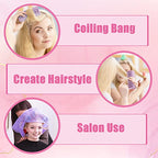 WILLBOND 4 Pcs Long Hair Rollers for Bangs Aluminum Core Curlers Thermal Self Grip Roller for Long and Medium Hair Women Hairstyle(4.7 x 2 Inch,Rose Red, Purple)