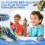 Large 3D Printed Dragon,30 Inch 3D Dragon Toys,Bigger Fidget Crystal Animals Toys, 3D Printed Articulated Animals for Home Office Car Desk Decor (Red Gold Blue, 30 inch)