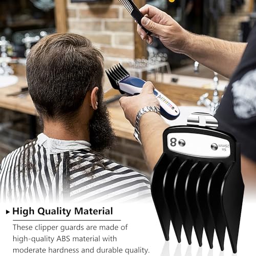 CR8GR8 for Wahl Clipper Guards Set, 10 Pcs Compatible with Wahl Guards for Clippers from 1/16” to 1”, Universal Barber Guards with Metal Clip fits for All Wahl Clippers Combs #3170-400, Black