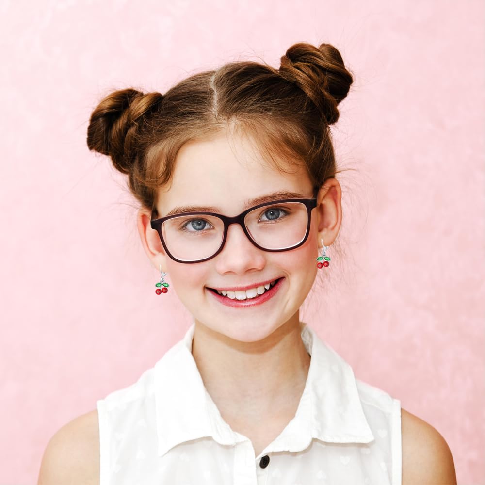 16 Pairs Hypoallergenic Silver Dangle Hoop Earrings for Girls Teens Kids Cute Girls Earrings Animal Small Hoop Earrings Set Pink Jewelry