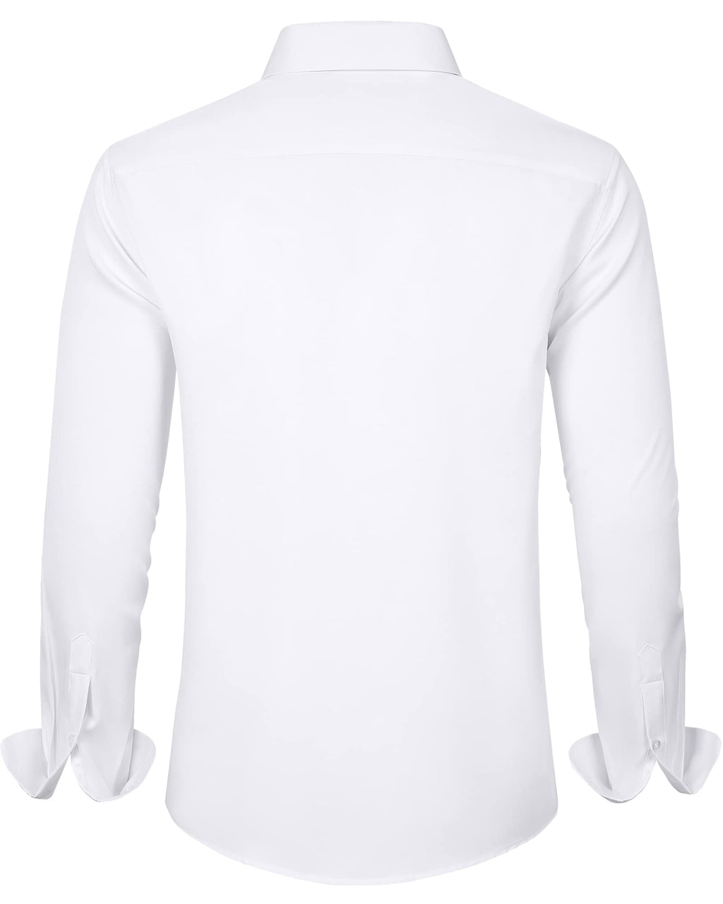 J.VER Men's Dress Shirts Solid Long Sleeve Stretch Wrinkle-Free Formal Shirt Business Casual Button Down Shirts White Medium