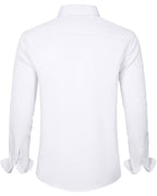 J.VER Men's Dress Shirts Solid Long Sleeve Stretch Wrinkle-Free Formal Shirt Business Casual Button Down Shirts White Medium