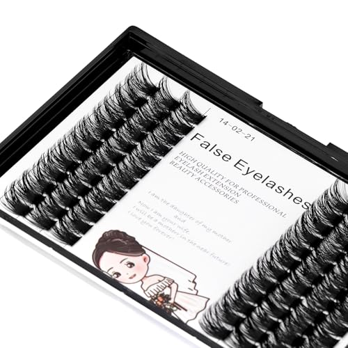 Bodermincer 84 Clusters Large Pack D Curl Volume Lashes Set Wide Cluster False Eyelash DIY Eyelash Extension Individual Lash Girl Women Home Eyelash Extension (14mm)