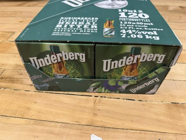 Full Case of Cardboard 12 Packs (120 Total) 120bottles liquid by Underberg
