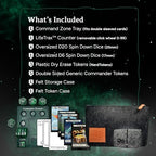 NERD GEAR Commander Essentials Kit - Ultimate Accessory for MTG Commander EDH - MTG Command Zone Tray - Health Counter - Spin Down Dice - Dry Erase Tokens (Midnight Forest)