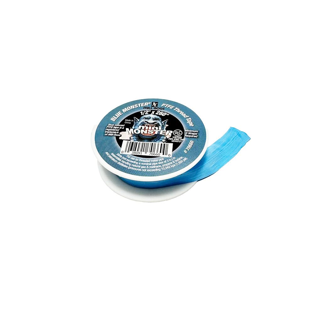 Millrose 70660 Monster Roll PTFE Thread Seal Tape, 1/2-Inch x 260-Inch, Blue