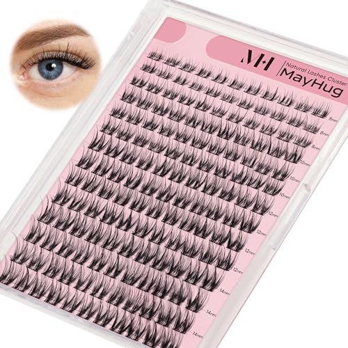 Natural Lash Clusters - 154PCS Cluster Eyelash Extensions, 8-14mm Mixed Individual Lashes, Comfortable Eyelash Clusters with Thin Band, Individual Lash Clusters Easy to Apply (Realistic)