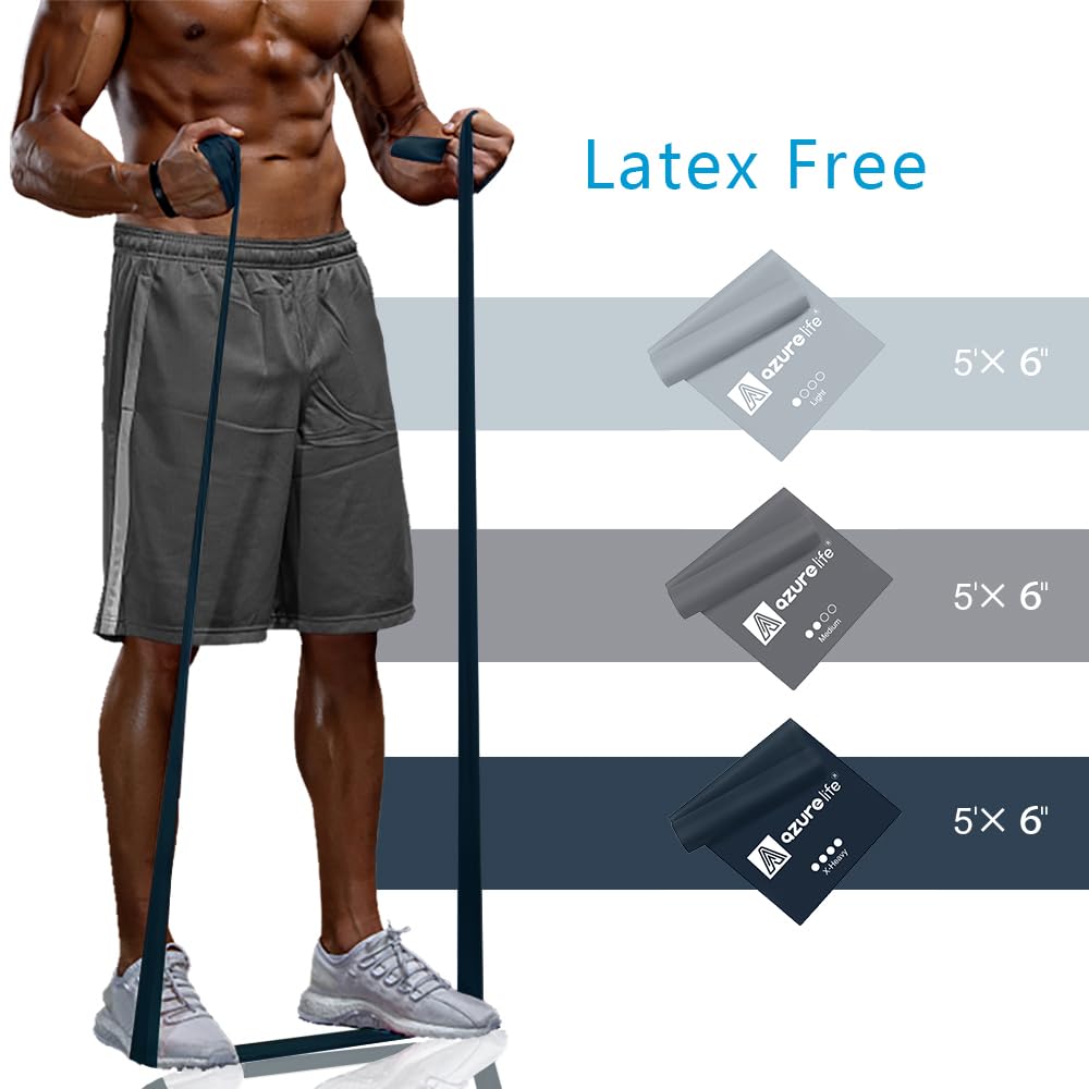 A AZURELIFE Resistance Bands,Professional Long Non-Latex Elastic Stretch Bands,Exercise Bands for Physical Therapy, Yoga, Pilates, Rehab, at-Home or The Gym Workouts, Strength Training
