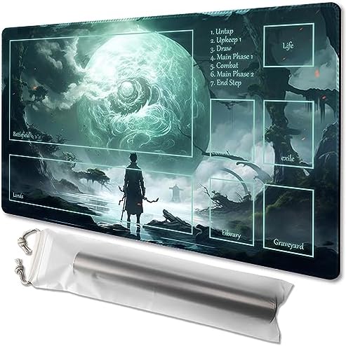 MTG Playmat Size 24x14in Free Storage Bags Non-Slip Backing Printing, Ideal for Card Game Enthusiasts TCG Playmat (with Zone,A Journey into)