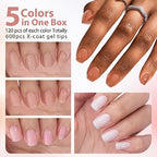 BTArtbox Extra Short Nail Tips Square - 600 Pcs Gel Press On Nails Natural XCOATTIPS Pre-applied Tip Primer Cover, Pre-colored Gel Tips Fake Nails for Easy DIY Nail Art 15 Sizes