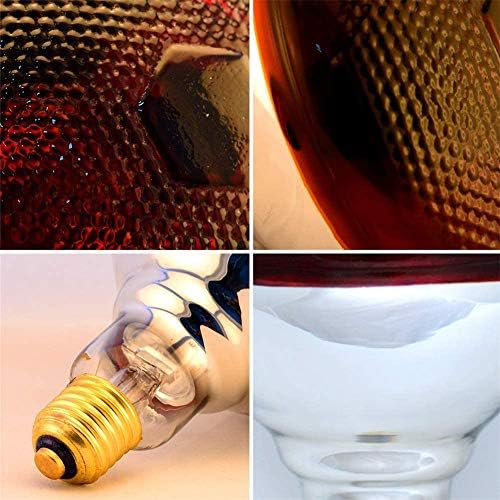 2 Pack Heat Lamp Infrared Bulbs PAR38 Glass Lamp Bulb for Food Service, Brooder Bulb, Chicks, Pet, Bathroom, Light Therapy Use E26 Base, Flood Light Heat Lamp Bulb. (Red, 250W)
