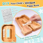 SummiDate Wooden Letter Piggy Bank| Piggy Bank for Boys Girls Toddler| Alphabet Q Money Bank| Coin Bank Birthday Gift for Kids|Birthday Gift for Kids (Q)