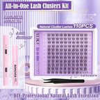 ALICE Natural Lash Extensions Kit Invisible Band Lash Clusters Kit Wispy10-14mm Eyelash Extensions C Curl Individual Cluster Lashes Kit with Lash Remover DIY at Home