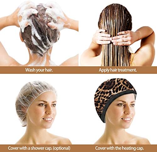 VICARKO Hair Steamer Thermal Heat Cap Deep Conditioning Natural Black Hair Scalp Treatment Spa Hot Head Care Electric for Home Use Animal Print