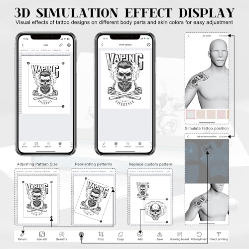Wormhole Tattoo Stencil Printer, Bluetooth Tattoo Printer Portable Stencil Printer for tattooing Thermal Tattoo Printer Machine with 2500mAh Battery Support Smartphones & PC Pink