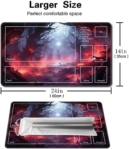 MTG Playmat Size 24x14in Free Storage Bags Non-Slip Backing Printing, Ideal for Card Game Enthusiasts TCG Playmat (with Zone,Ashes of The Fallen)
