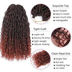144 Roots New Goddess Locs Crochet Hair for Women 18 inch Copper Red River Faux Locs Hair with Curly Ends Boho Style Synthetic Braids (18inch T1B/350#)