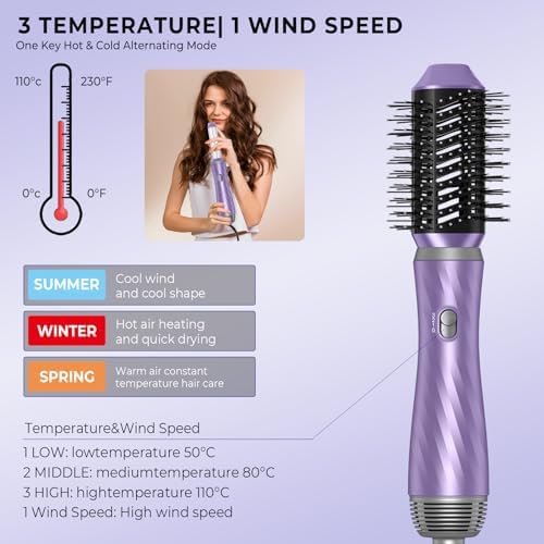 6 in 1 Blow Dryer Brush, Detachable Hair Dryer Brush Air Curler Air Styler Wrap, Curly Twist Hot Air BrushCurling Iron Brush, Blow Dryer Hot Brush Styler Negative Ion, Travel Hair Styling Tool