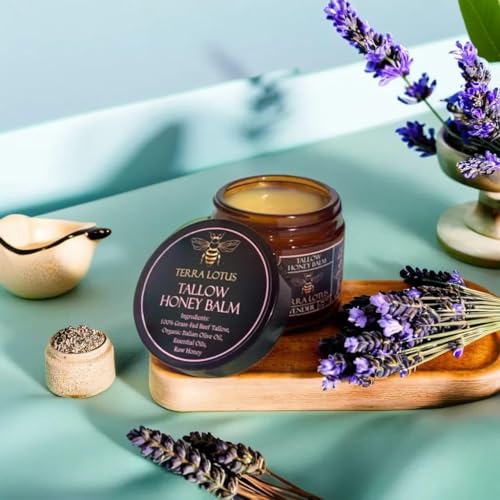 Organic Grass-Fed Beef Tallow Balm with Raw Honey - Moisturizing Cream for Soft, Smooth Skin - Handmade All-Natural Moisturizer (2 Oz, Unscented)
