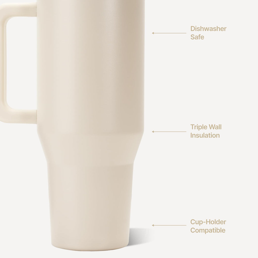 HydroJug Traveler 40oz, Insulated Water Bottle with Handle, Cream