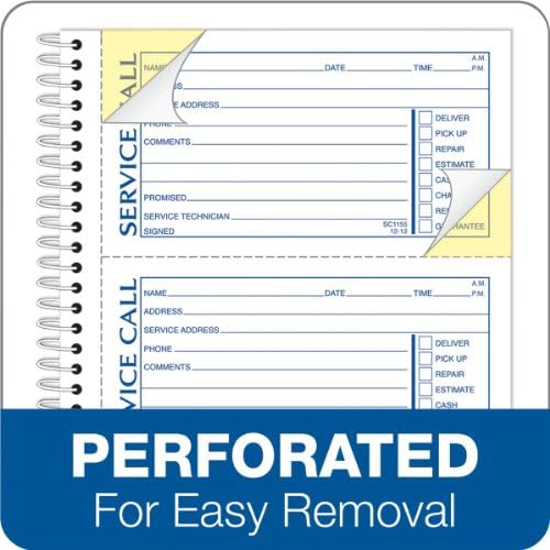 Adams Service Call Book, 5.25 x 11 Inch, Spiral Binding, 2-Part, Carbonless, 4 Messages per Page, 200 Sets, White and Canary (SC1155), White/Canary