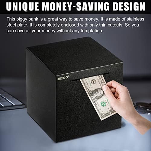 hizgo Adult Piggy Bank- Piggy Bank for Adults Must Break to Open -Stainless Steel Money Box-Metal Saving Box (7.9 inch)