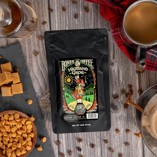 Bones Coffee Company Favorite Flavors Sample Pack Gift Set, Medium Roast Ground Coffee Low Acid Flavored Coffee Beans (4 oz, Pack of 5)