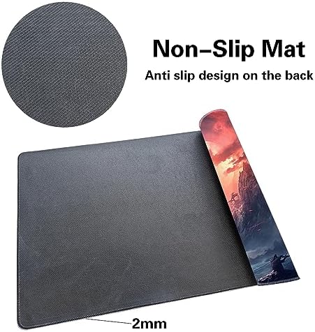 MTG Playmat Size 24x14in Free Storage Bags Non-Slip Backing, Ideal for Card Game Enthusiasts TCG Playmat (Red Sky at Night-No Deck)