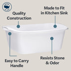 Tribello 2-Pack Dish Pans for Kitchen Sink, Plastic Tub Dishpan Wash Basin and Foot Bath for Soaking Feet, Wash Bucket for Washing and Storage Cleaning Supplies - 12 Quarts - Heavy Duty - (White)