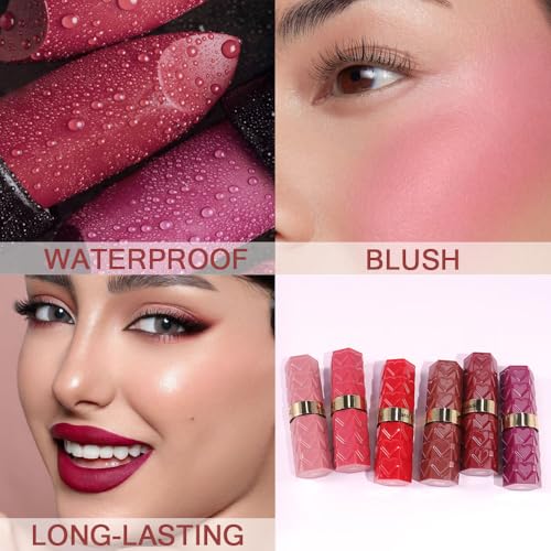 6 Pcs Nude Pink Red Purple Brown Lipstick Matte Sets,Light to Dark Velvet Lipstick for Women Long Lasting Waterproof 24 Hours Lip Stick Lip Stain Makeup Gift Sets,labiales mate 24 horas originales