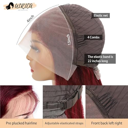 99j Burgundy Lace Front Wigs Human Hair Wigs for Black Women Burgundy Wig 13x4 HD Lace Front Wigs Human Hair Pre Plucked Red Lace Front Wigs Human Hair Straight Lace Front Wigs Human Hair 32 Inch