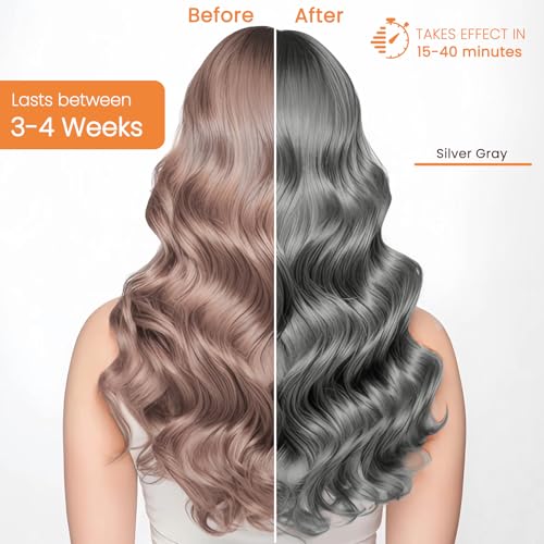 Silver Gray Hair Dye Shampoo 3-in-1 Champu Para Canas Mujer, Instant Herbal Hair Color Treated Shampoo, Long Lasting Easy to Use, for Women Men Valentine's Day Gift, 500ml