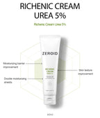 ZEROID | Richenic Cream with Urea 5% | Intensive Skin Care for Dry & Disordered Skin | Korean Face Moisturizer | Skin Lotion for Barrier Repair | Korean Dermocosmetic Skincare | 2 fl oz (60ml)