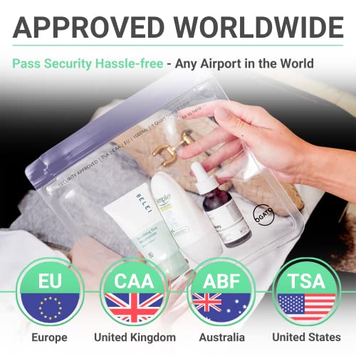 3pcs - TSA Approved Toiletry Bag - Our Quart Size Clear Toiletry Bags are Security Approved Worldwide for Liquids & Cosmetics - 100% 3-1-1 Compliant Clear Travel Bags for Toiletries Violet