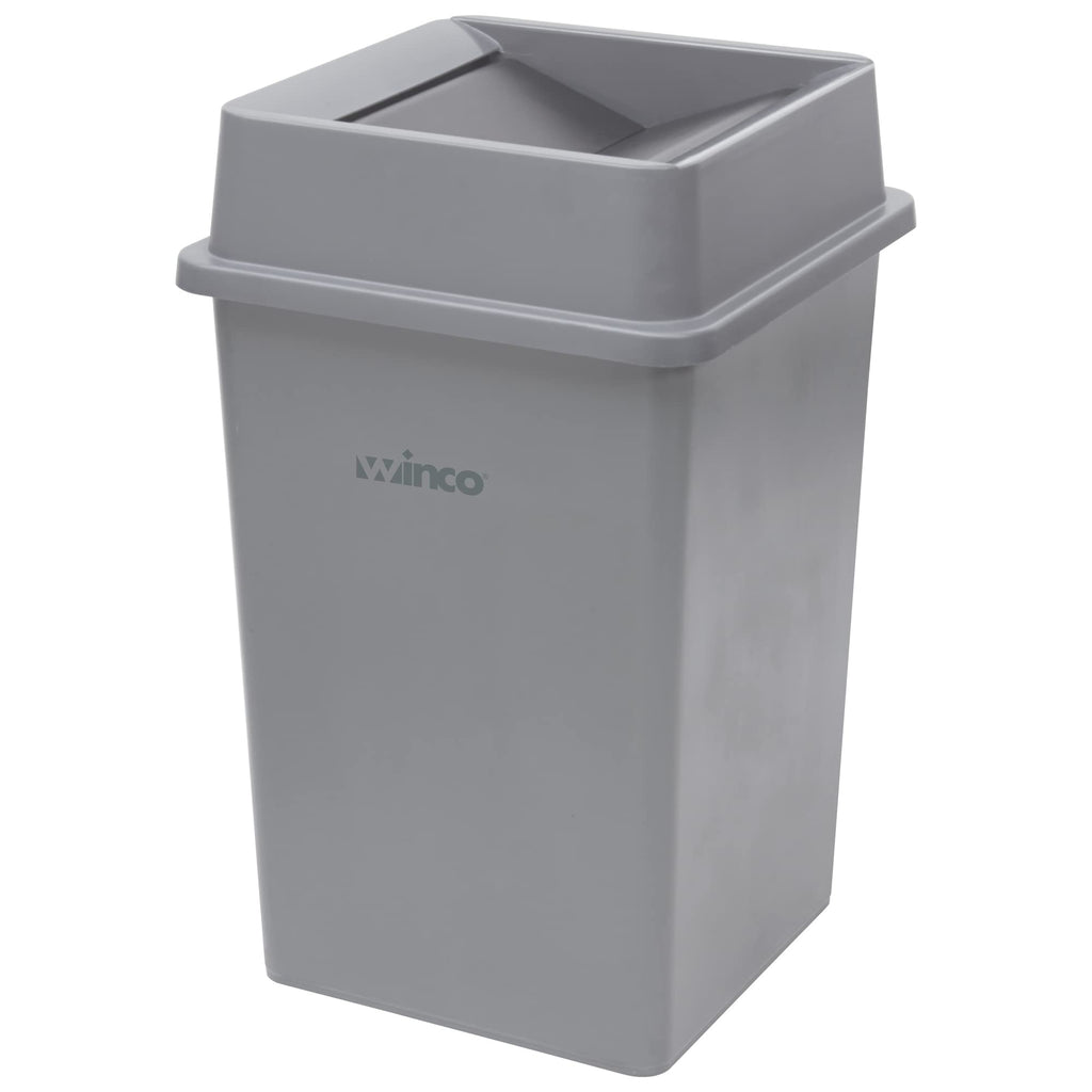 Winco 35 Gallon Gray Commercial Square Plastic Trash Can