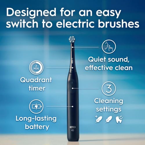 Oral-B iO Series 2 Rechargeable Electric Powered Toothbrush, Pure White with 1 Gentle Care Brush Head - Automatic Pressure Sensor to Protect Gums - 3 Modes - 2 Min Timer