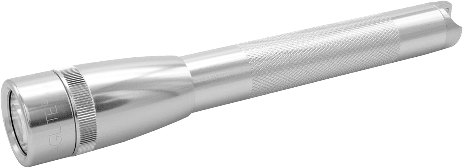 Mini Maglite Pro LED 2-Cell AA Flashlight, High Lumen, Water-Resistant, Adjustable Focus – Silver