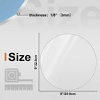 KINLINK 9in Plexiglass Sheets 1/8 inch Thick, 3mm Clear Circle PET Plastic Sheet for DIY Project, Craft, Cake Disk, Table top, Acrylic Sign and Wedding Invitation 2 Pack
